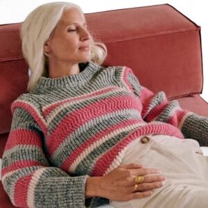 SÉZANE YARA JUMPER Striped Chunky Knit Sweater